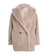 Max Mara Short Teddy Bear Icon Coat In Alpaca And Wool In Neutral