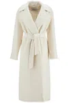Max Mara Studio Elegant Wrap-around Jacket With Long Kimono Sleeves In White
