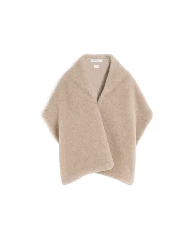 Max Mara Alpaca Wool And Cashmere Teddy Bear Shawl In Neutral