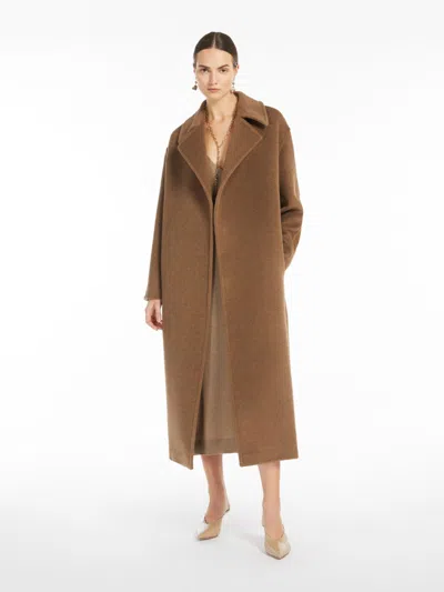 Max Mara Alpaca, Wool And Cashmere Wrap Coat In Tobacco