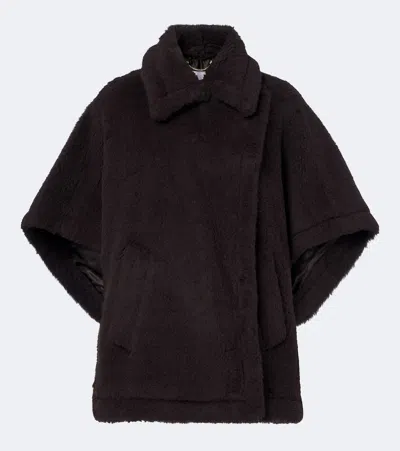 Max Mara Alpaca, Wool, And Silk Cape In Burgundy