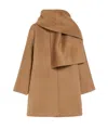 Max Mara Alpaca Wool And Wool Coat With A Scarf In Brown