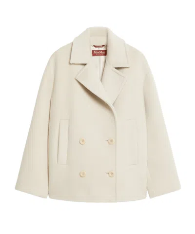 Max Mara Alpaca Wool And Wool Coats In White