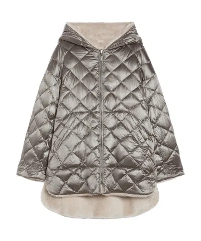 Max Mara Alpaca Wool And Wool Double-sided Down Jacket In Gray