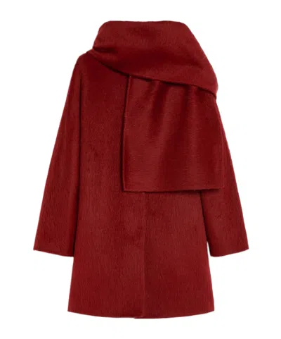 Max Mara Alpaca Wool And Wool Paired With A Scarf In Red