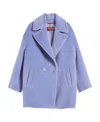 Max Mara Alpaca Wool Double-breasted Coat In Blue