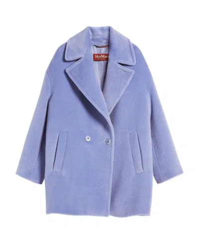 Max Mara Alpaca Wool Double-breasted Coat In Blue