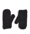 Max Mara Corded Faux Fur Mittens With Attached Cord In Black