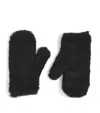 Max Mara Corded Faux Fur Mittens With Attached Cord In Black
