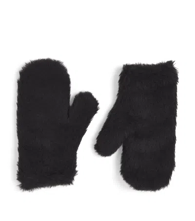 Max Mara Mittens In Teddy Fabric In Black