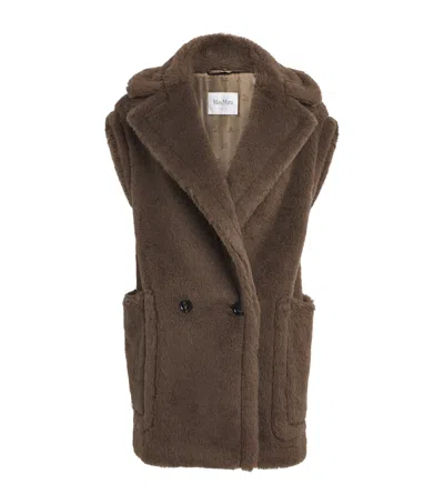 MAX MARA ALPACA-WOOL-SILK SLEEVELESS COAT