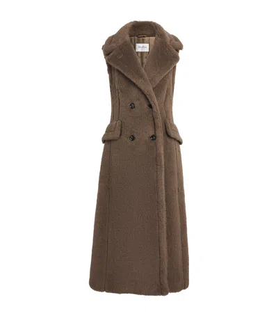 Max Mara Alpaca-wool-silk Sleeveless Coat In Multi