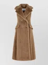Max Mara Alpaca Wool Sleeveless Coat Flap Pockets In Brown
