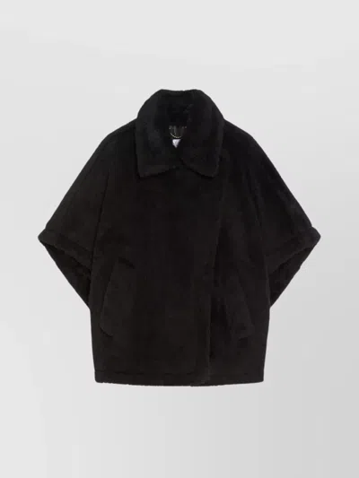 Max Mara Alpaca Wool Teddy Cape With Silk Base