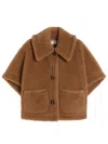 Max Mara Alpaca-wool Teddy Cape Coat With Silk Base In Marrone