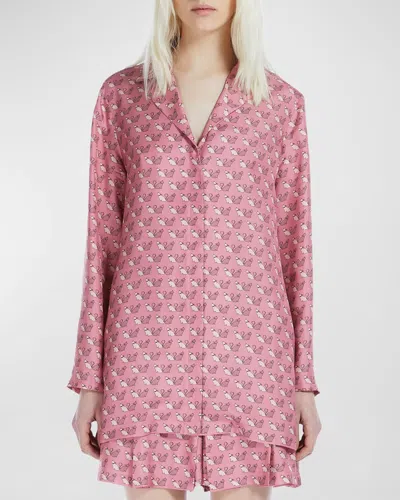 Max Mara Alpe Animal-print Silk Shirt In Peony