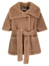 Max Mara Women Amato Teddy Cape With Belt In Brown