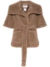 Max Mara Women Short Sleeve Belted Teddy Coat In Brown
