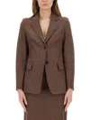 Max Mara Cotton-twill Blazer In Brown