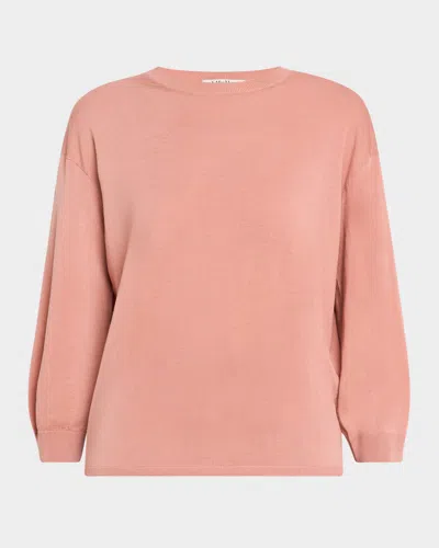 Max Mara Amici Blouson 3/4-sleeve Wool Sweater In Pink