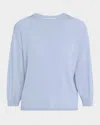 Max Mara Amico Blouson-sleeve Crewneck Sweater In Blue
