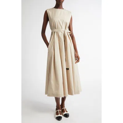 Max Mara Amina Cotton Twill Midi Dress In Beige