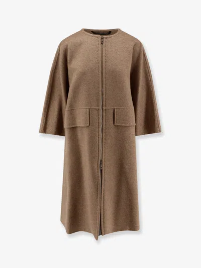 Max Mara Amour Cashmere Coat In Brown