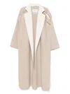 Max Mara Wool Blend Coat Lapel Contrasting In Neutrals
