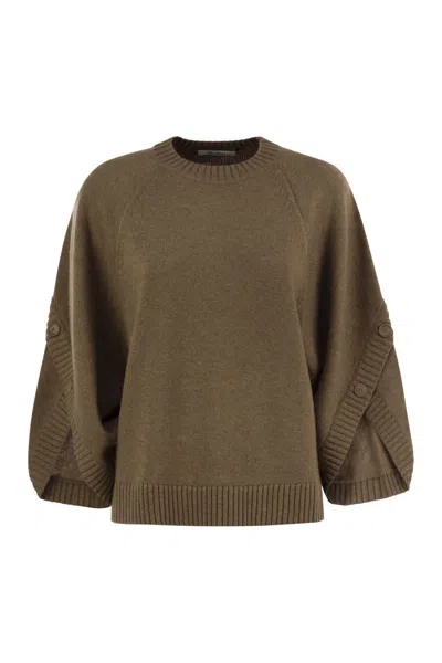 Max Mara Ampex Wool And Cashmere Over Sweater In Green