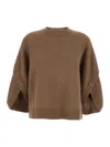 Max Mara 'ampex' Brown Crewneck Sweater In Wool And Cashmere Woman