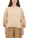 Max Mara Crossover Detail Oversized Wool And Cashmere Sweater In Brown