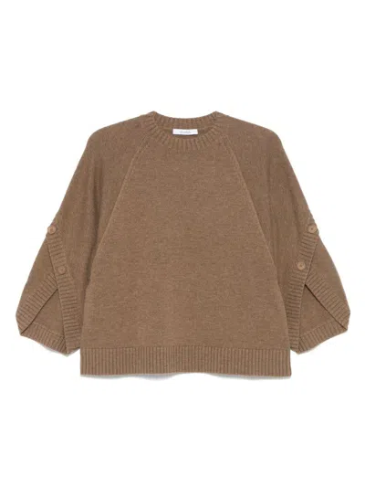 Max Mara 'ampex' Sweater In Hazelnut-colored Virgin Wool  In Brown