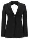 Max Mara Backless Jacket With Pockets And Lapel In Black