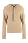 Max Mara Hooded Sweatshirt With Drawstring And Embellished Sleeves In Brown