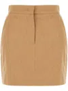 Max Mara Wool High Waist Mini Skirt With Button Detail In 褐色