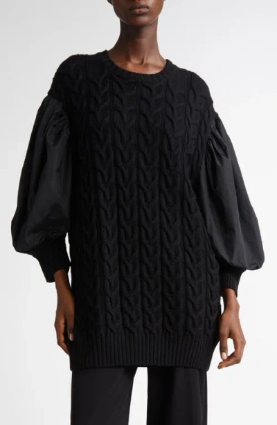 Max Mara Ancella Oversize Mixed Media Sweater In Black