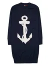 Max Mara Anchor-motif Knitted Midi Dress In Black