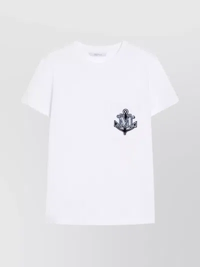 Max Mara Anchor Patch Crew Neck T-shirt In White