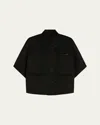 Max Mara Long Cropped Cape In Cashmere Drap In Black