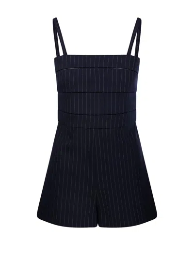 Max Mara Anfora Pinstriped Playsuit In Blue