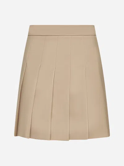 Max Mara Angel Wool-blend Pleated Miniskirt In Tan