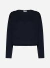 Max Mara Angelo Round Neck Wool Top In Navy Blue