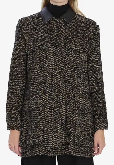 MAX MARA ANGIO HERRINGBONE WOOL JACKET