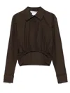 Max Mara Cropped Collared Shirt Elasticated Hem In Braun
