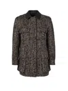 Max Mara Herringbone Pattern Wool Jacket With Leather Collar In Black