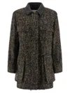 Max Mara Herringbone Pattern Wool Jacket With Leather Collar In Multi