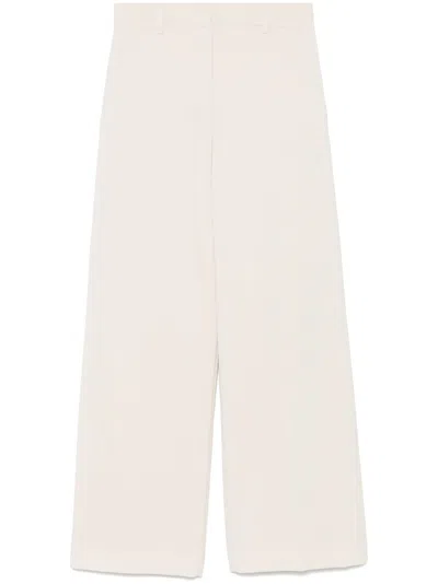 Max Mara Wide-leg Mid-waist Casual Pants In White