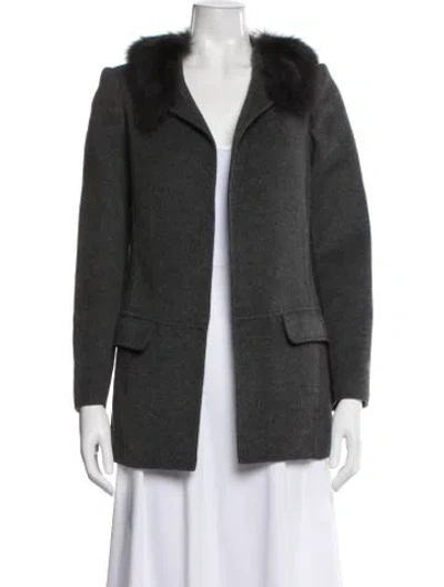 Pre-owned Max Mara Angora Coat In Gray