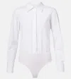 Max Mara Angora1234 Bodysuit Collared Shirt With Long Sleeves In White