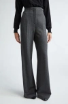 Max Mara Angora Herringbone Wool-blend Wide-leg Pants In Dark Grey
